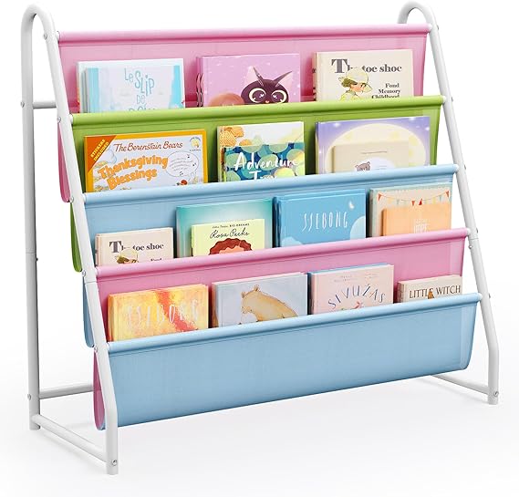 Kids Bookshelf for Kids Rooms, Metal Children Book Rack Montessori Bookshelf