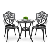 Bistro Set 3 Piece Outdoor, Cast Aluminum Patio Bistro Sets with Umbrella Hole