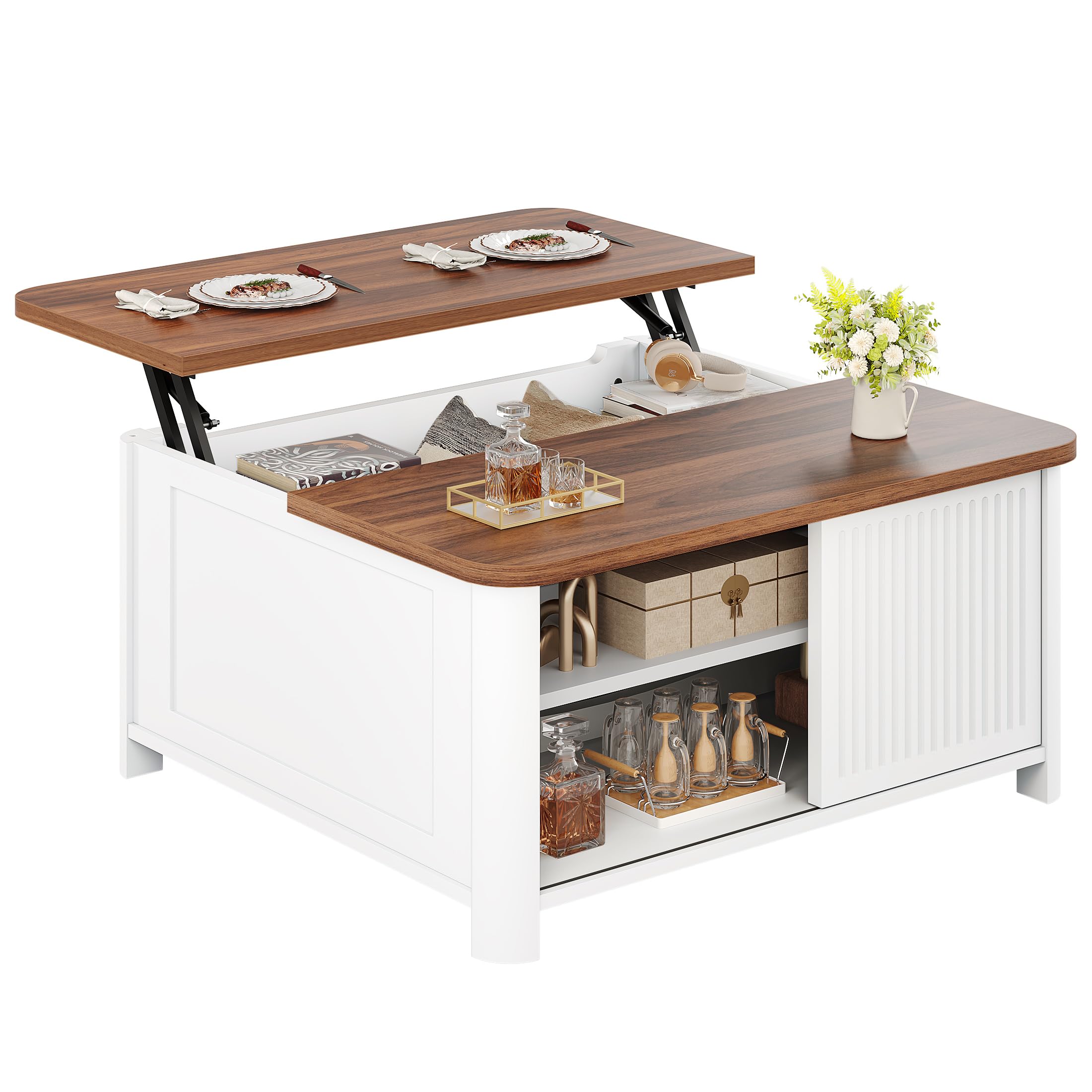 Lift Top Coffee Table with Storage, 31.5" Mid Century Modern Square Coffee Tables