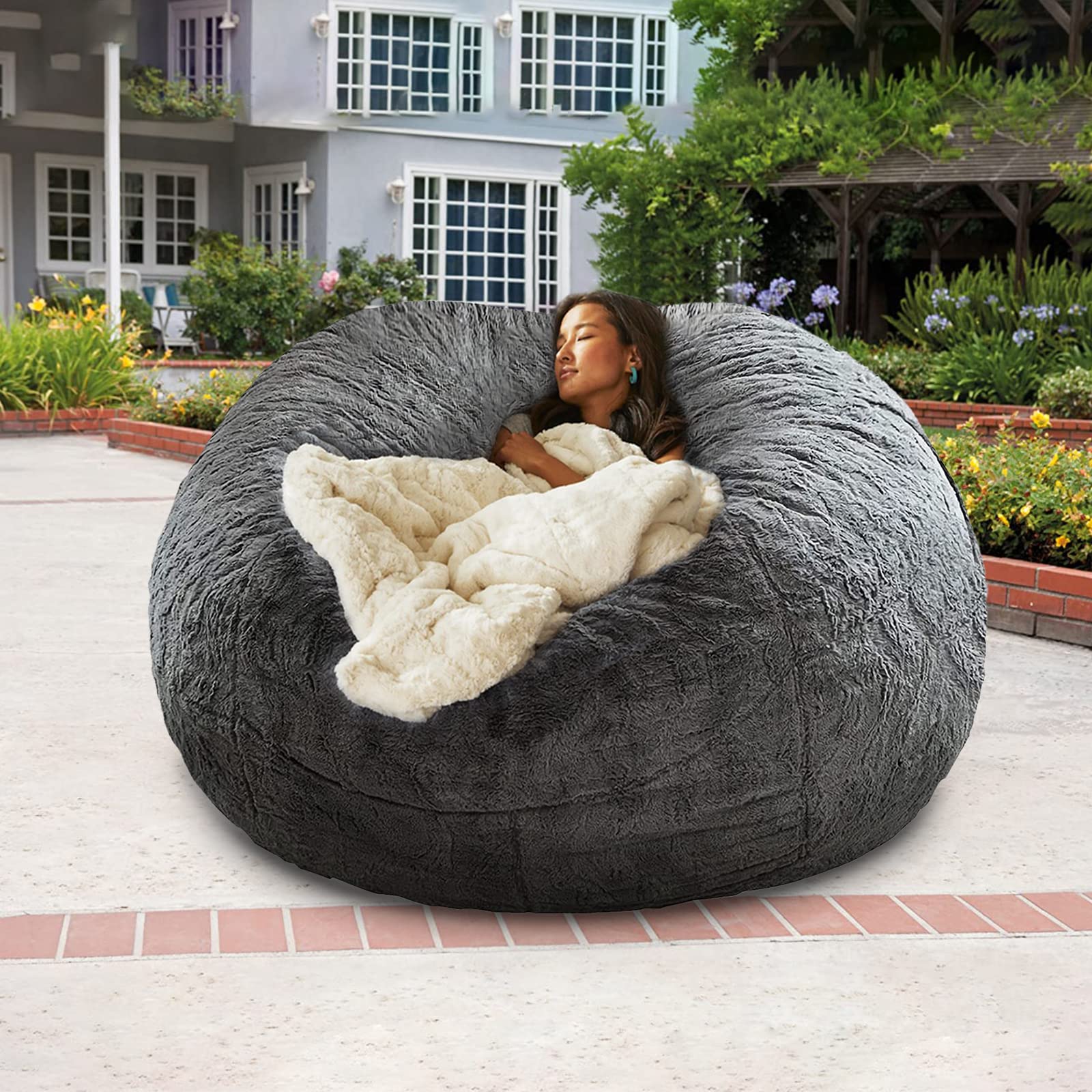 bean Bag Chair Cover(Cover ONLY, NO Filling) 7FT Light Gray