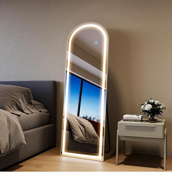 56"x20" Floor Mirror with Dimmable Lights - 3 Color Modes, Full Body Mirror,