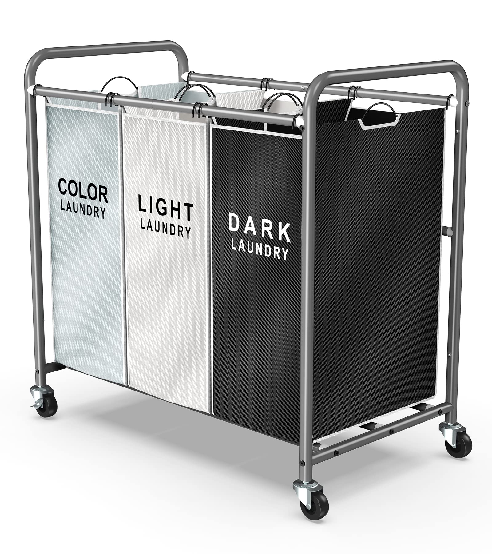 Laundry Sorter 3 Section, Separated Laundry Basket with Wheels