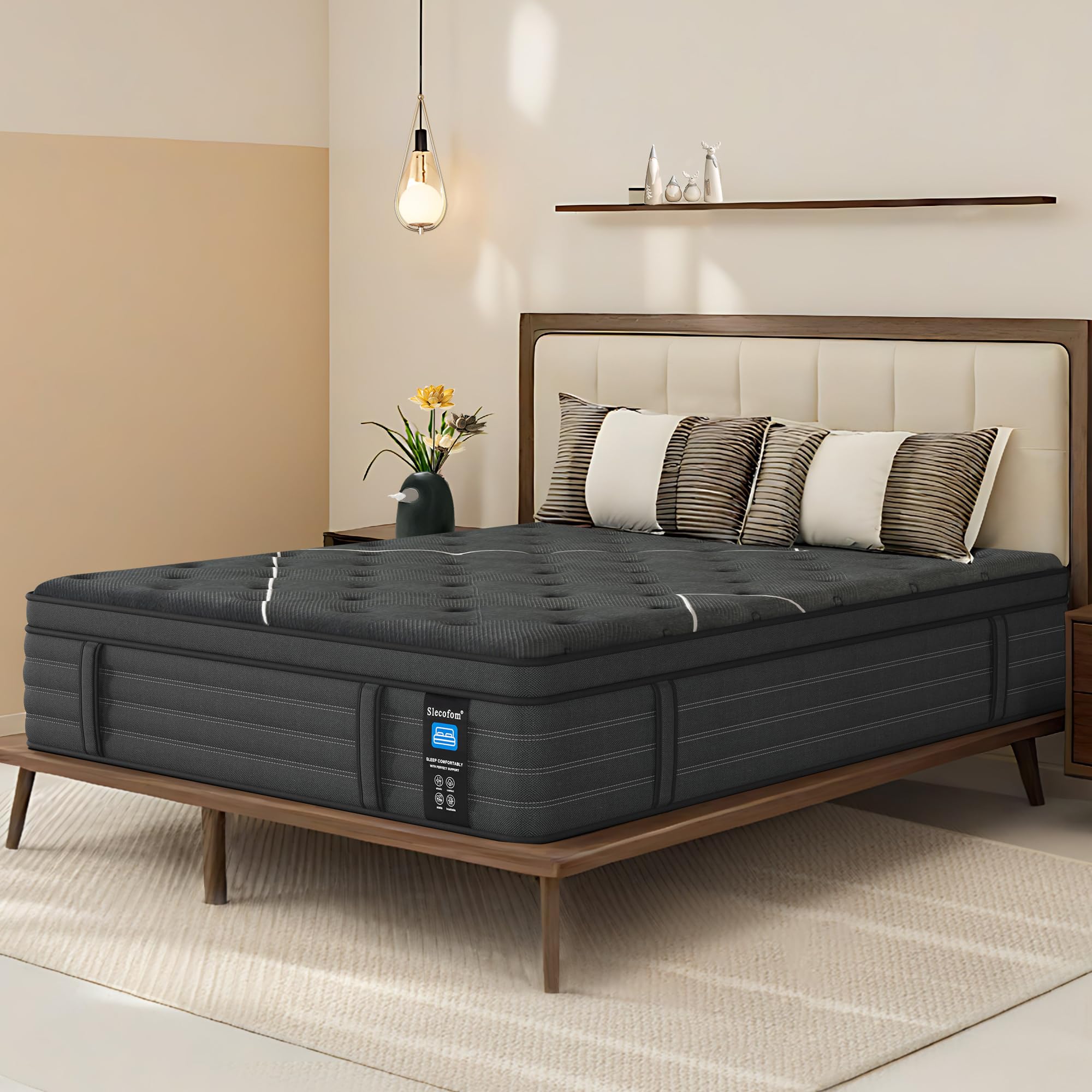 Extra Firm King Mattress，14 inch Gel Memroy Foam Hybrid Mattress for Extra Lumbar