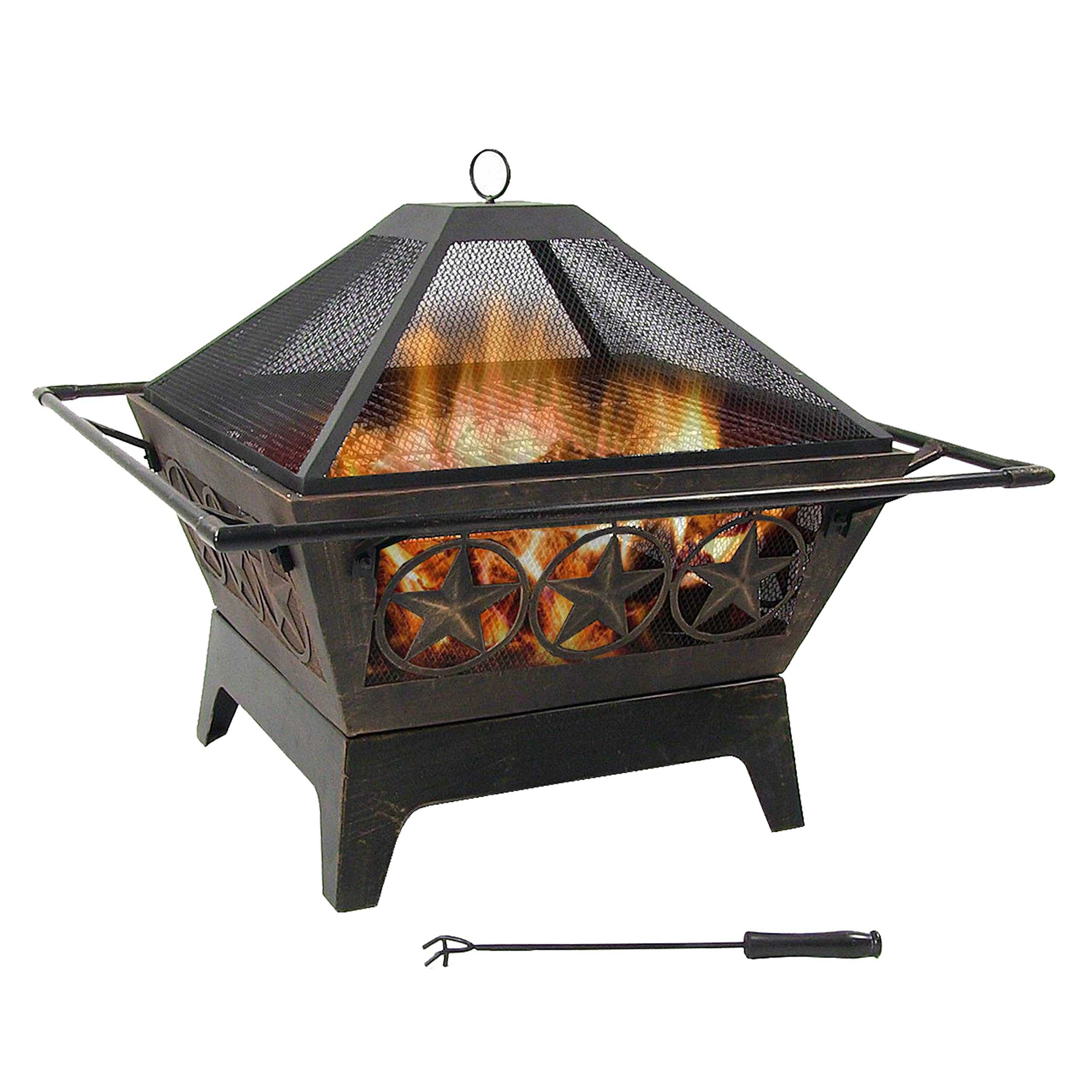 Northern Galaxy 32-Inch Outdoor Fire Pit with Grill Grate, Spark Screen