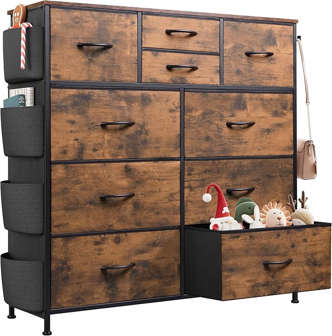 Dresser for Bedroom with 10 Drawers, Fabric Dresser Chest of Drawers