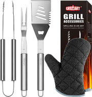 Grill Tools Grill Utensils Set - 3PCS BBQ Tools, Stainless Barbeque Grill Accessories