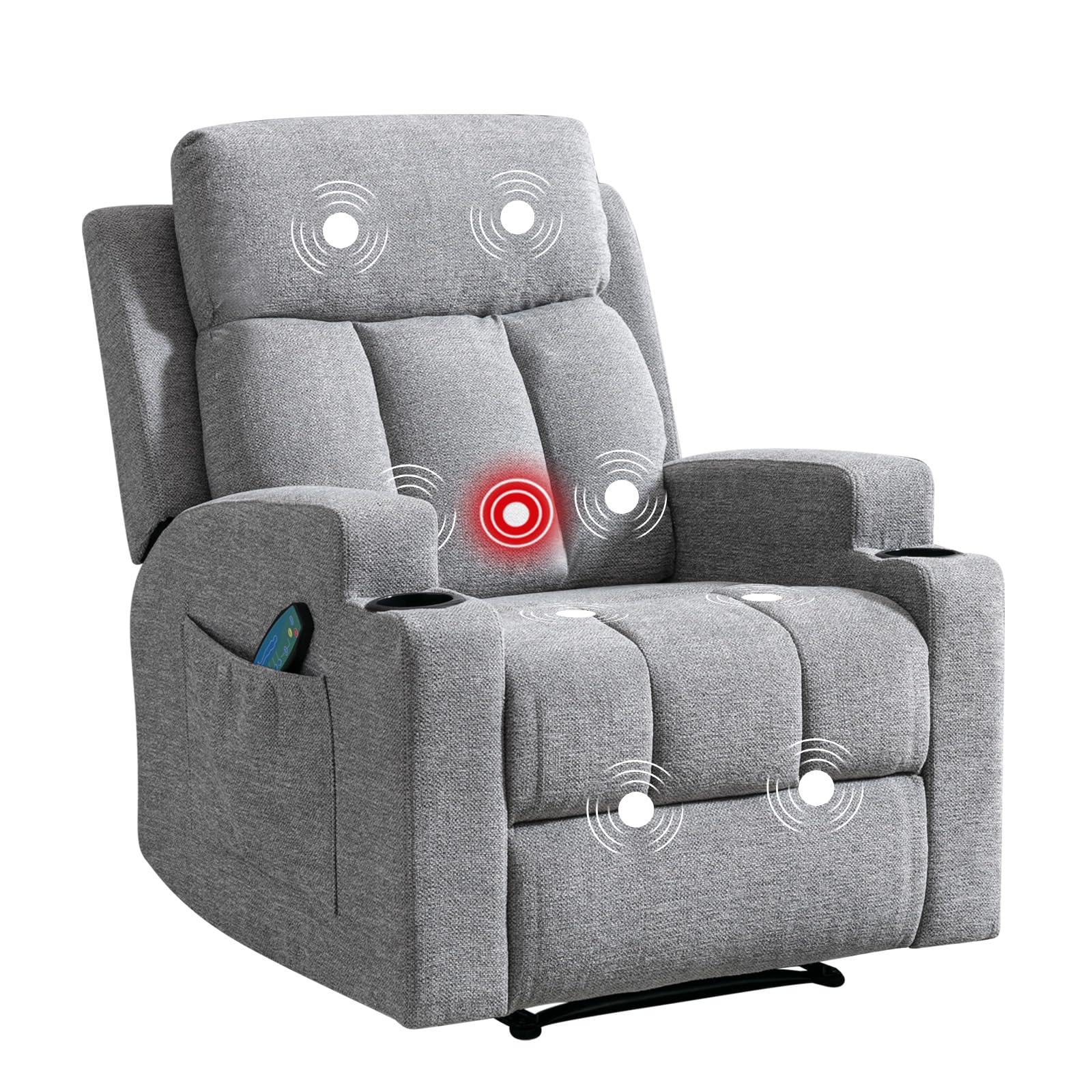 Manual Recliner Chair with Massage and Heat Ergonomic Overstuffed