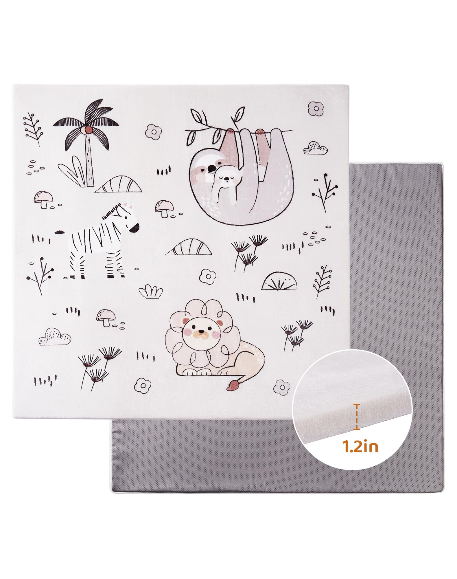 Baby Play Mat, Baby Floor Play Mat, 50×50in Kids Play Mat with Non-Slip Pad