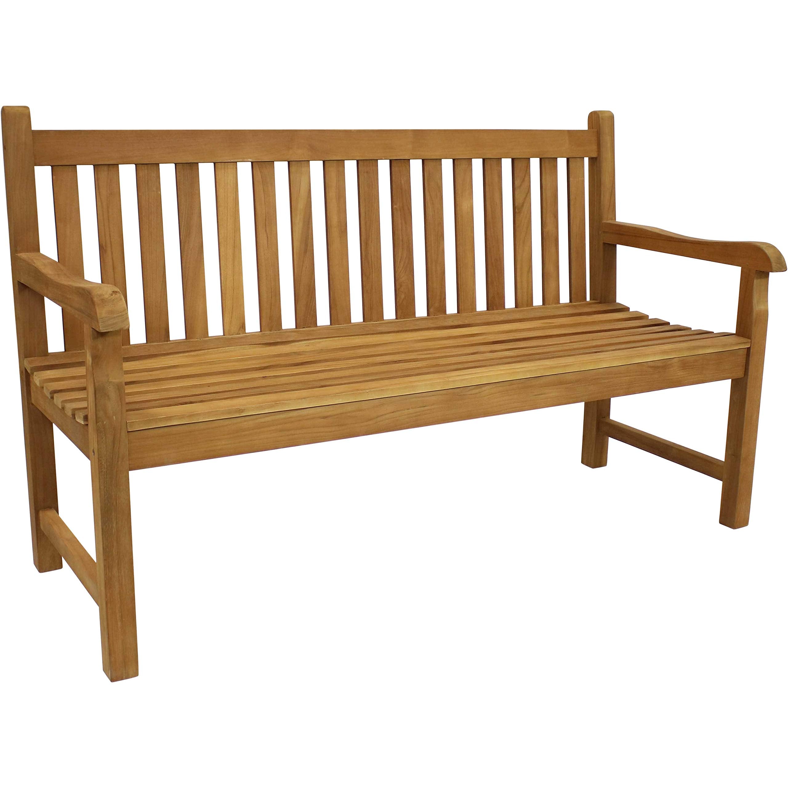 2-Person Outdoor Bench with Backrest - Wooden Garden Bench