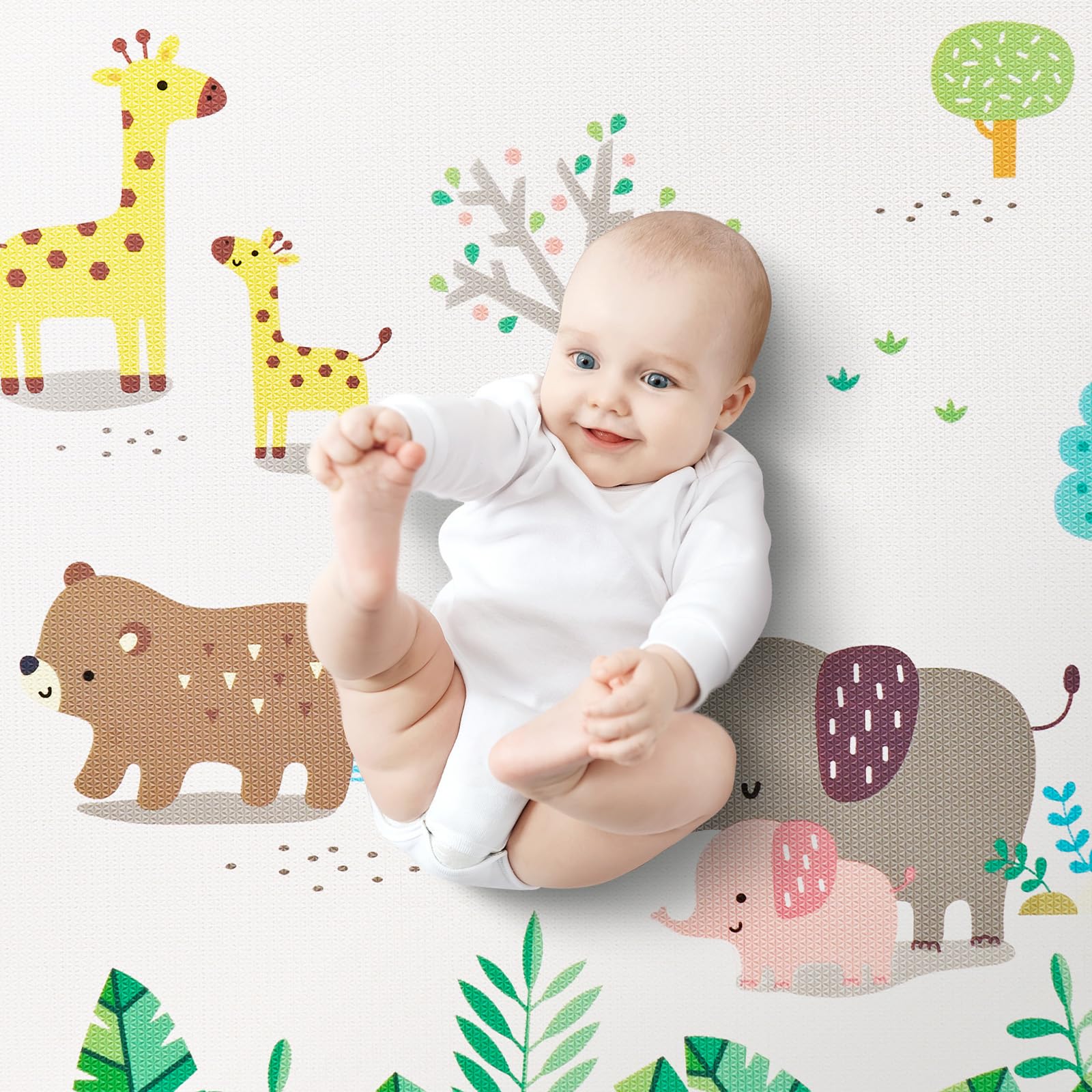 Baby Play Mat, 55""x82"" Baby Crawling Mat, Non-Slip One-Piece Soft Cushioned Baby
