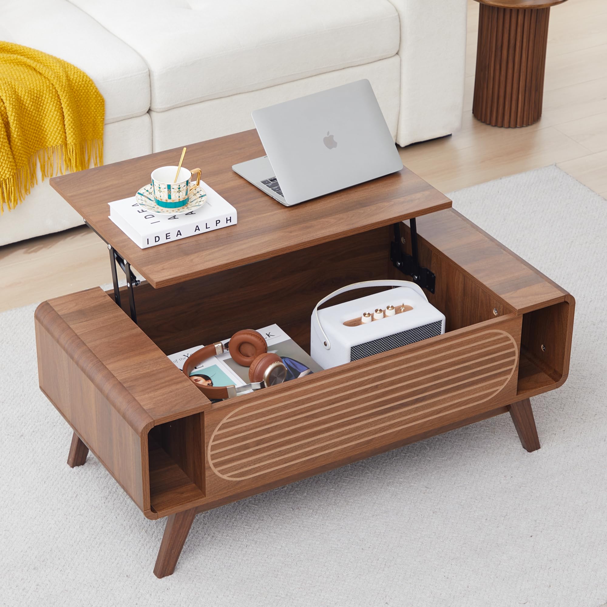 Small Lift Top Coffee Table with Hidden Compartment