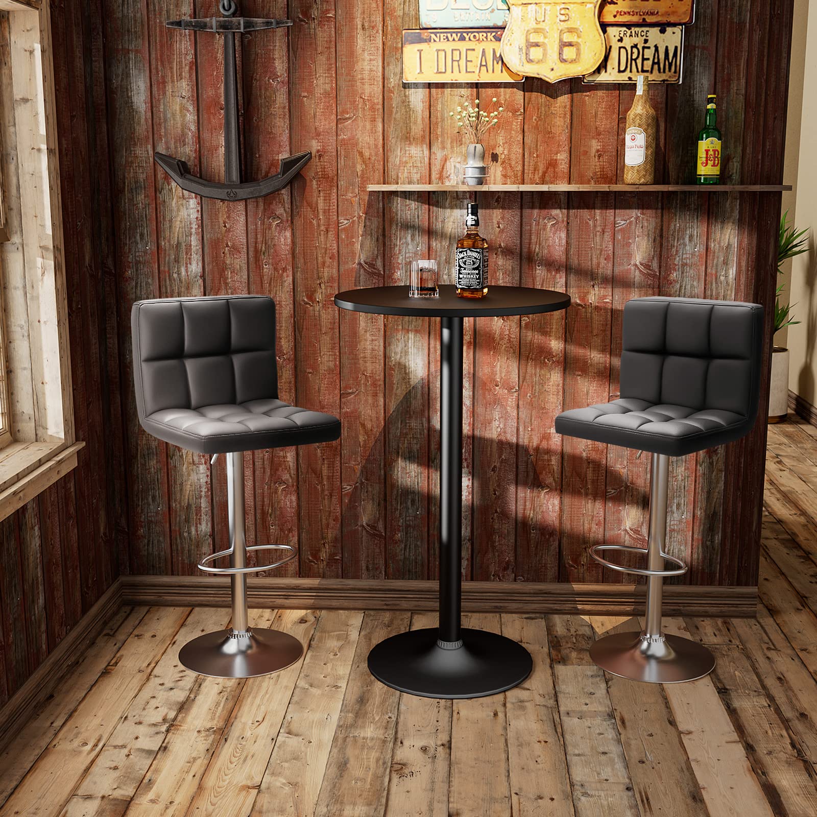 Bar Stools Modern PU Leather Adjustable Swivel Barstools