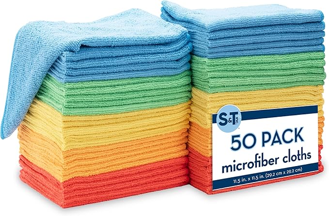 150 Pack Microfiber Cleaning Cloth, Bulk Towels for Home, Reusable Microfiber Towels