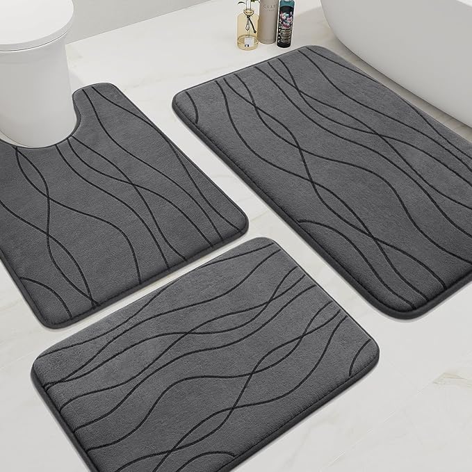 Memory Foam Bathroom Rug Sets 3 Piece