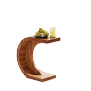C-Shaped End Table Set of 2, Rustic Compact Side Table for Couch