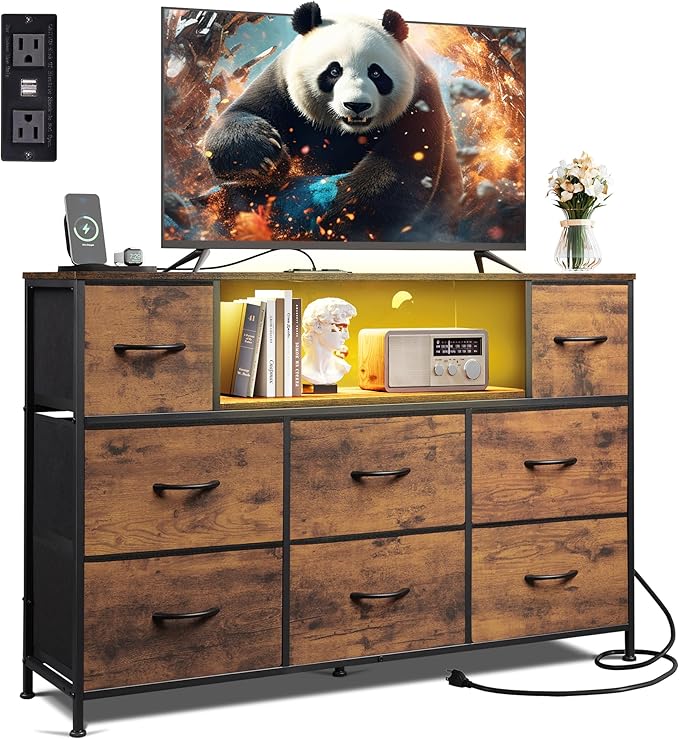 Black Dresser for Bedroom, TV Stand for Bedroom for 50, 55 inch TV,Bedroom Furniture