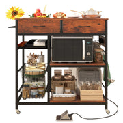 Kitchen Island with Storage,Industrial Kitchen Island on Wheels