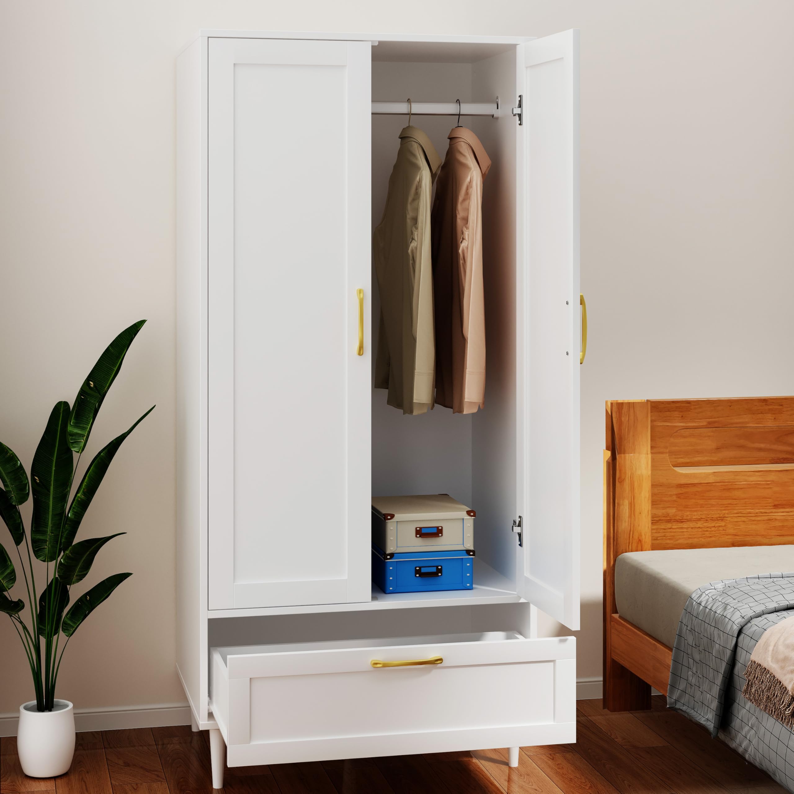 Wardrobe Closet with Drawer, Armoires and Wardrobes