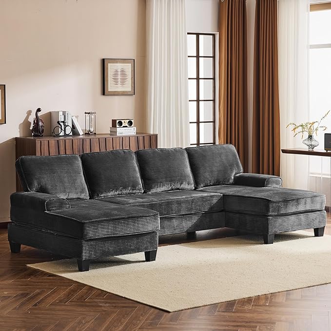 Chenille U-Shaped Sectional Couches for Living Room