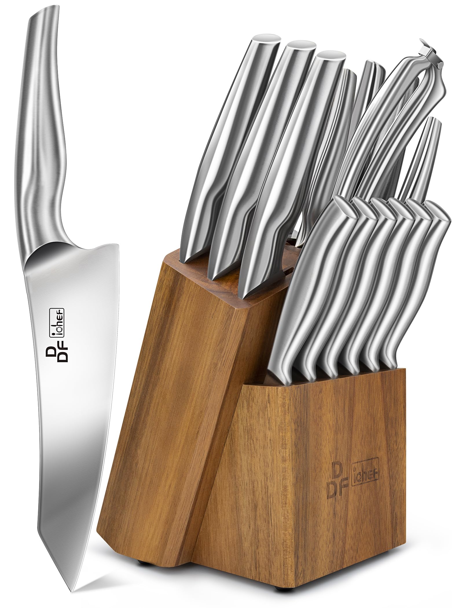 Kitchen Knife Set with Block, DDF iohEF 16 PCS Knife Set for Kitchen