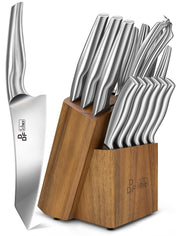 Kitchen Knife Set with Block, DDF iohEF 16 PCS Knife Set for Kitchen