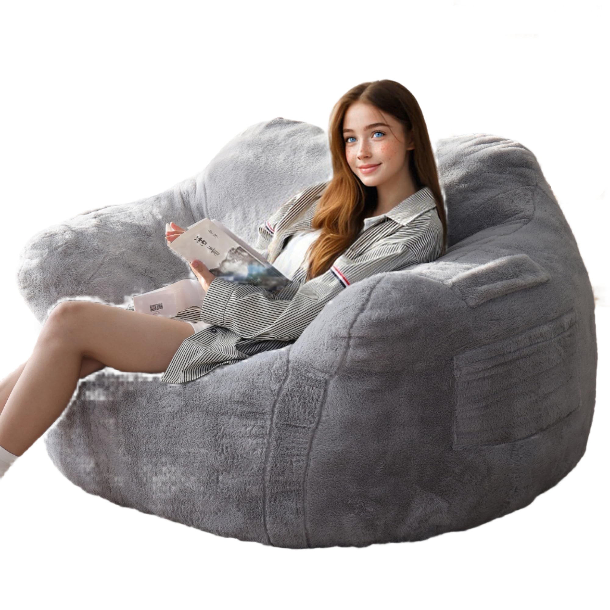 Large Bean Bag Chairs for Adults - Oversized Memory Foam Filled Bean Bag Sofa