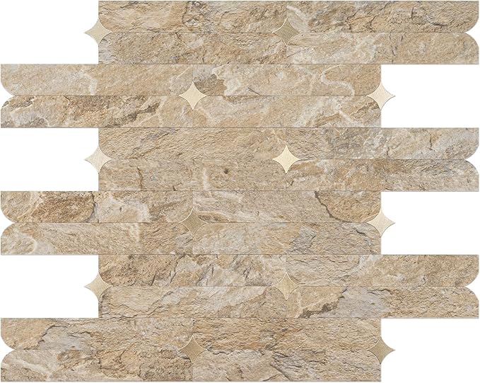 Petal Peel and Stick Backsplash, 10-Sheet Peel and Stick Wall Tiles PVC Mixed Metal