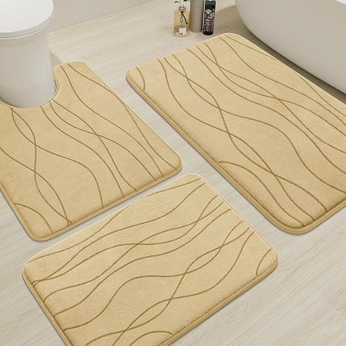 Memory Foam Bathroom Rug Sets 3 Piece