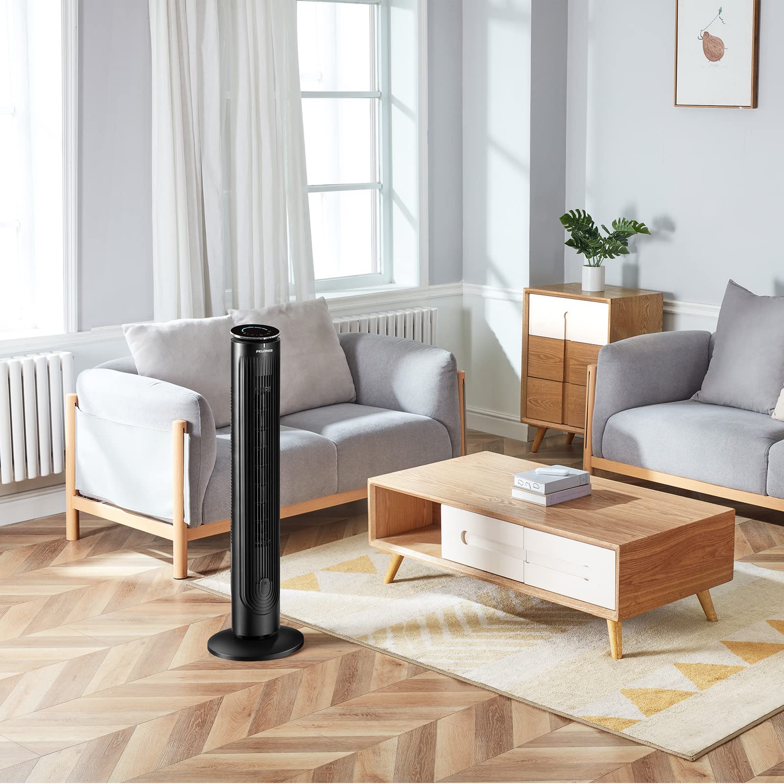 42’’ Oscillating Tower Fan with Aromatherapy Diffuser, Remote Control, 5 Speed Settings