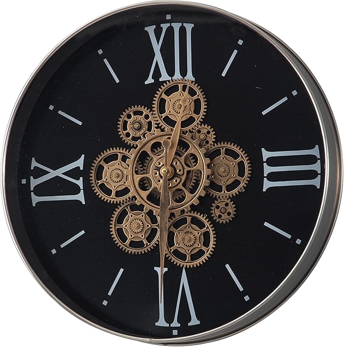 18 Inches Moving Gear Wall Clock, Rustic Silent Wall Clock Non Ticking