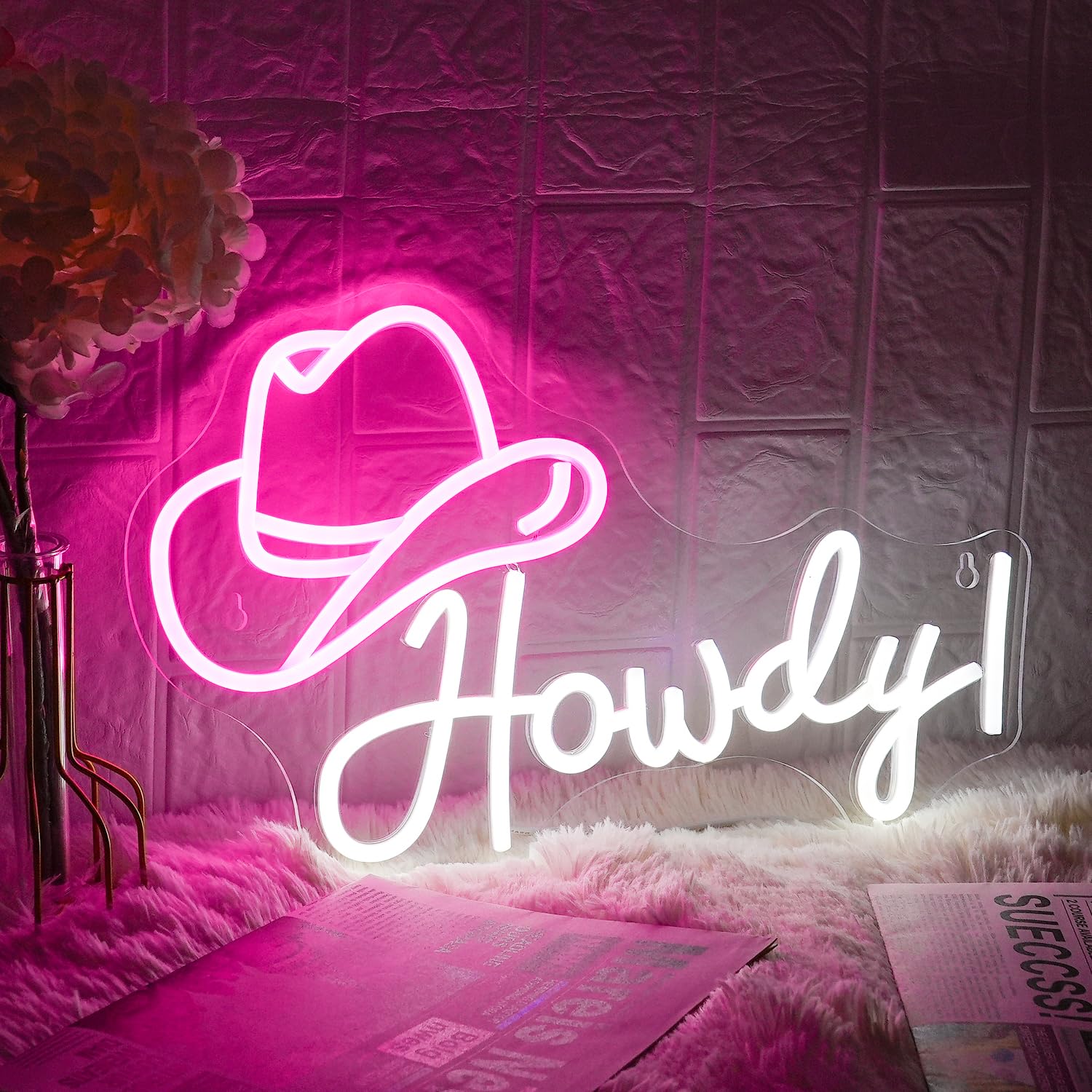 Cowboy Hat Neon Sign Howdy Cowboy Neon Signs Cool LED Neon Lights Dimmable Neon