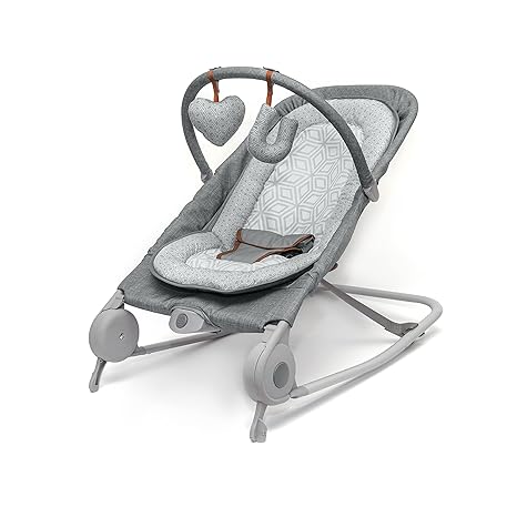 2-in-1 Bouncer & Rocker Duo (Gray and Teal) Convenient and Portable Rocker and Bouncer