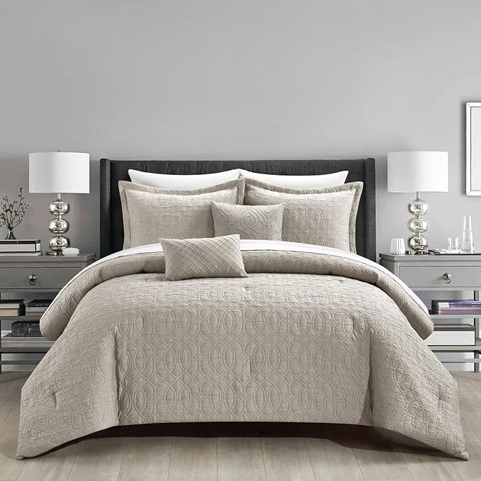Taupe Bed in a Bag Comforter Set, Queen Size (5 Pieces)