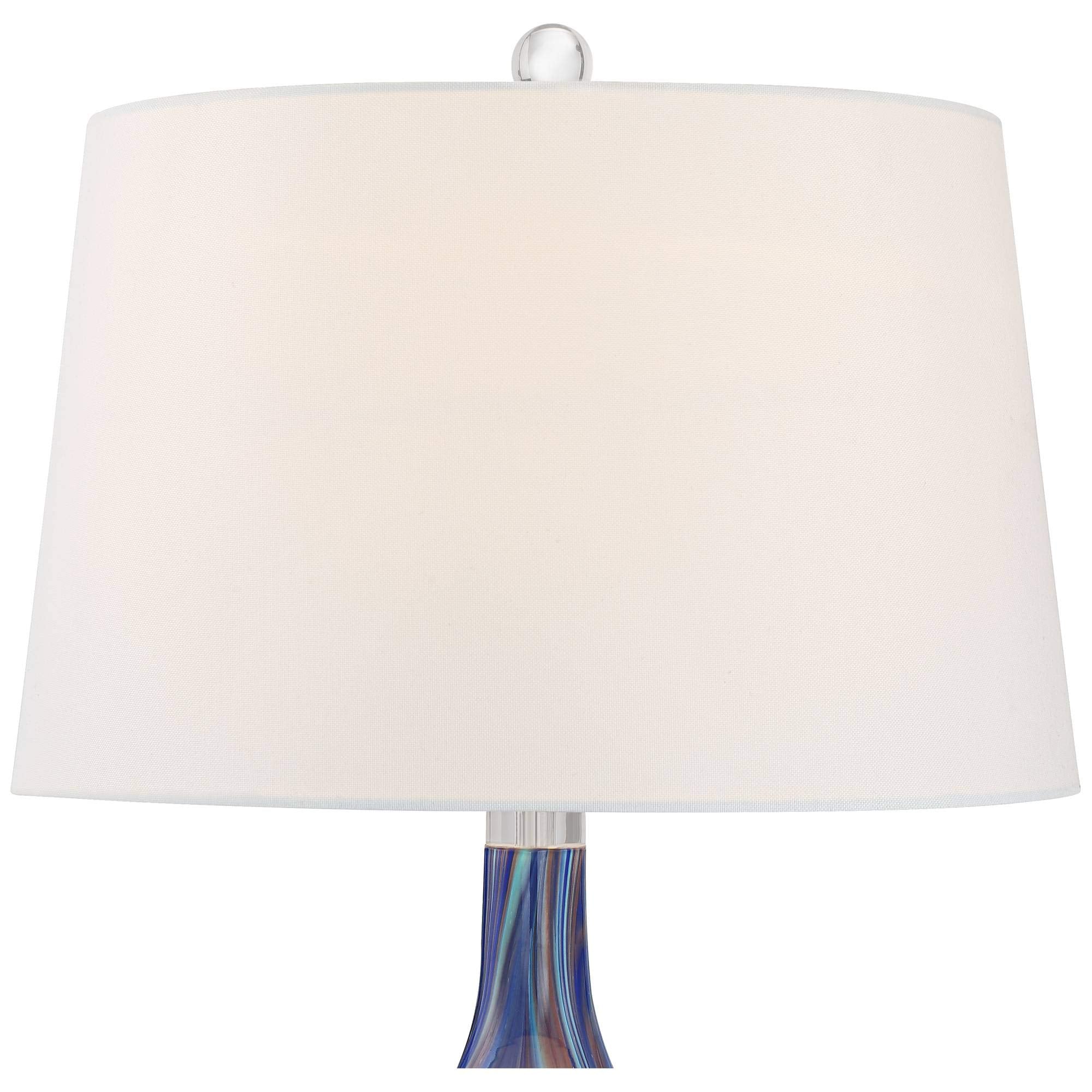 Taylor 29" Tall Teardrop Modern Coastal End Table Lamp Blue Art Glass Single Fabric