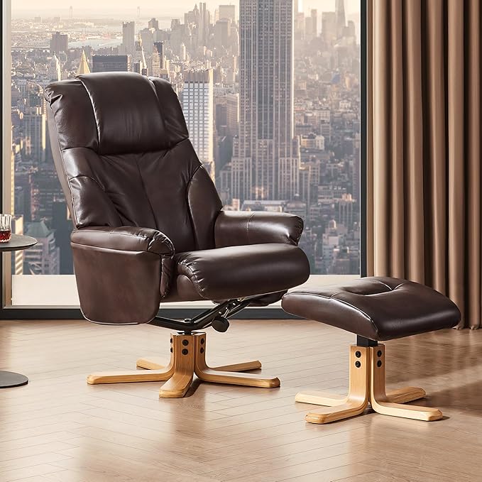 Recliner Chair with Ottoman, 360° Swivel Reclining for Living Room Bedroom