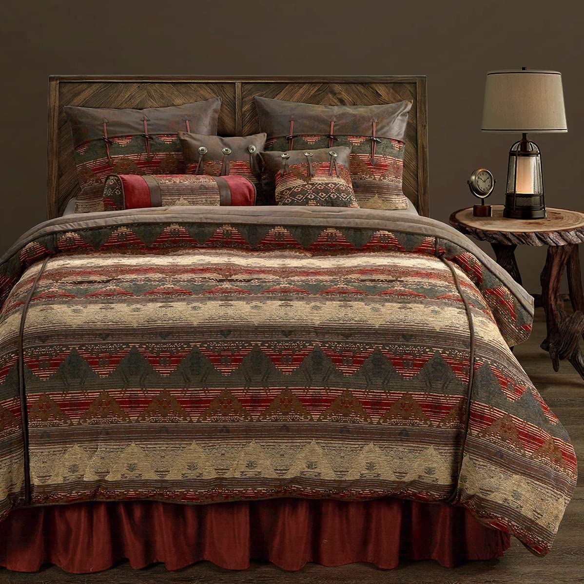 Paseo Road Sierra Western Bedding 7 Piece King Comforter Set, Faux Suede Chenille