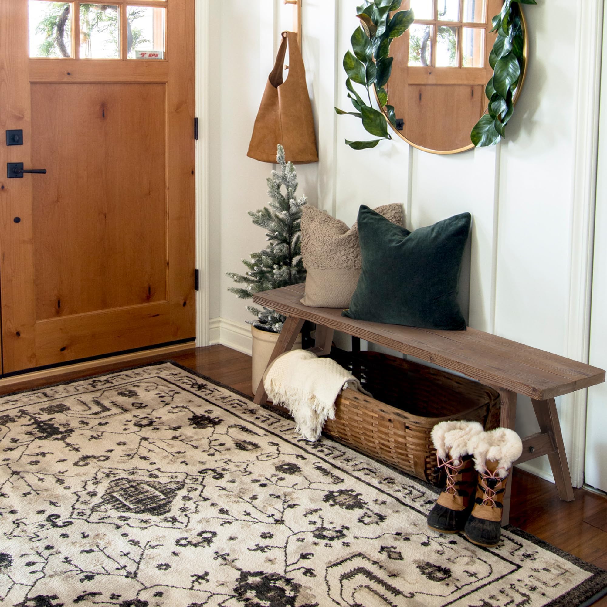 47" Farmhouse Wood Bench, Dining Room Bench, Entryway Bench for Living Dining Room