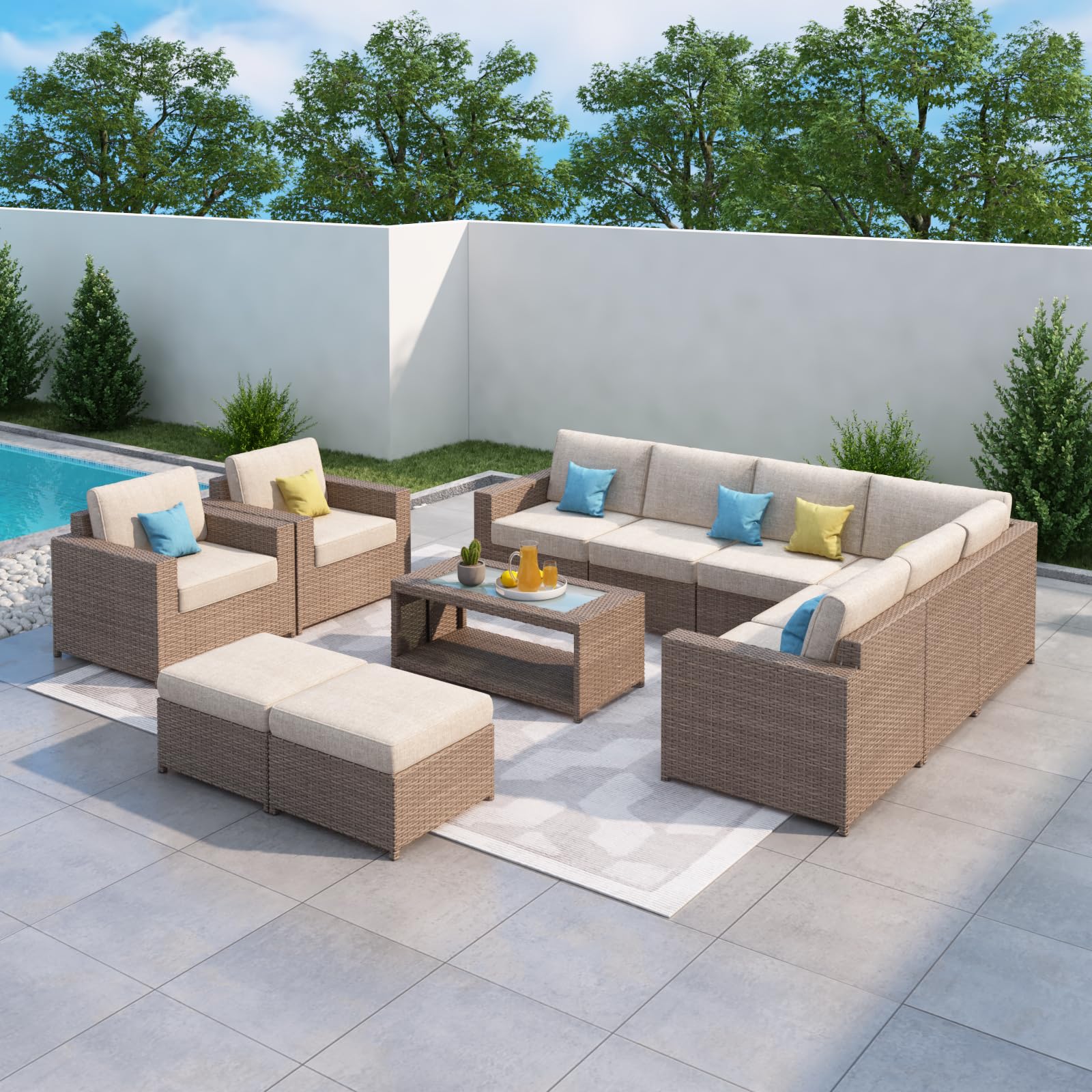 Fully Assembled Outdoor Sectional Sofa Set with Cushions