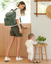 Skip Hop Diaper Bag Backpack: Forma, Multi-Function Baby Travel Bag with Changing Pad & Stroller Attachment, Sage