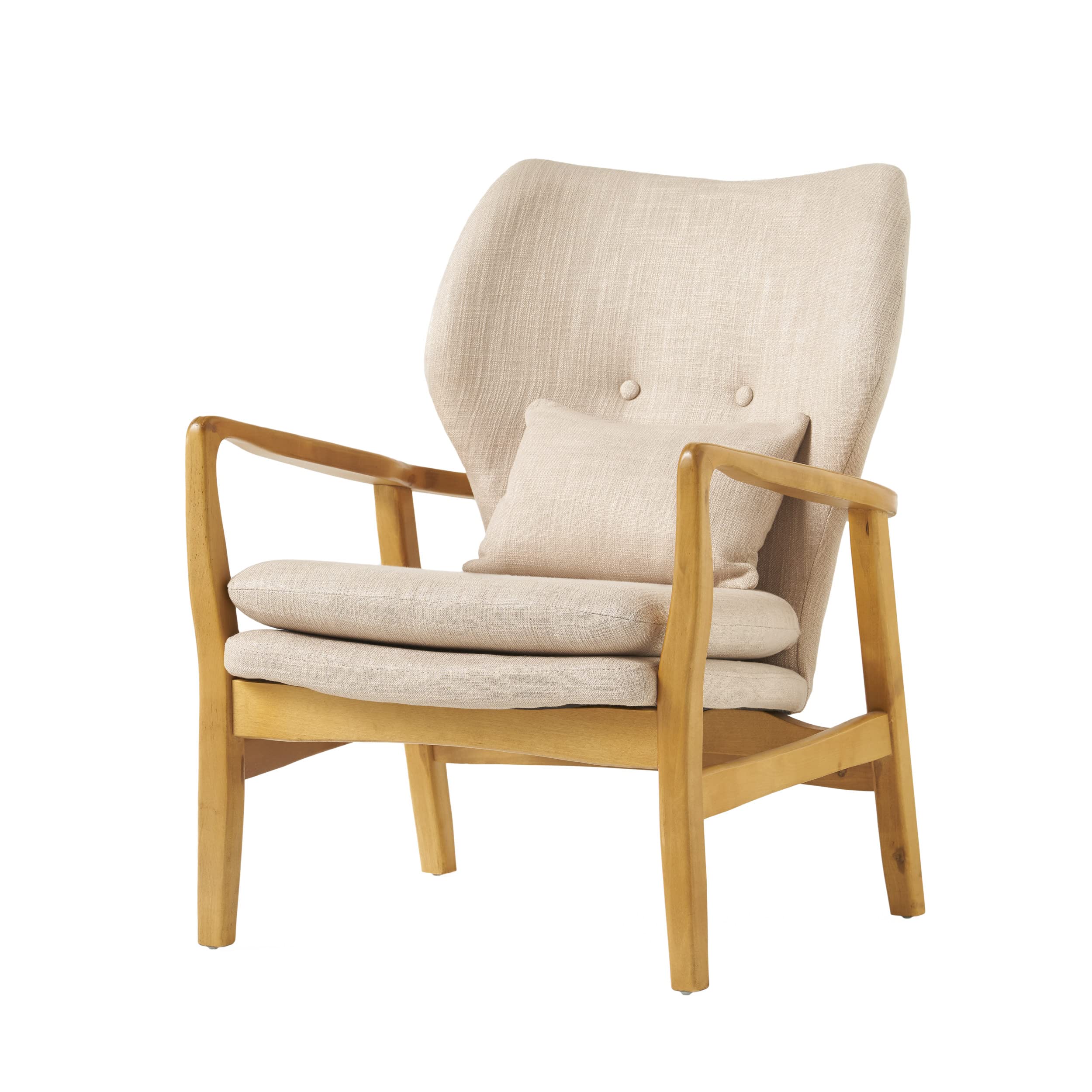 Haddie Wood Frame Club Chair, Beige