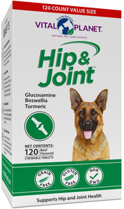 Natural Hip and Joint Supplement for Dogs - Potent Herbal Blend with Green