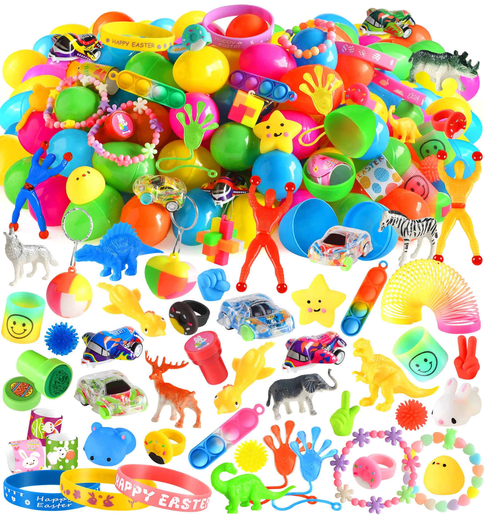 200 Pack Prefilled Easter Eggs with Assorted Toys
