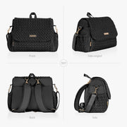 Convertible Baby Diaper Backpack & Bag in Black, Large Size, Dual Sided Water