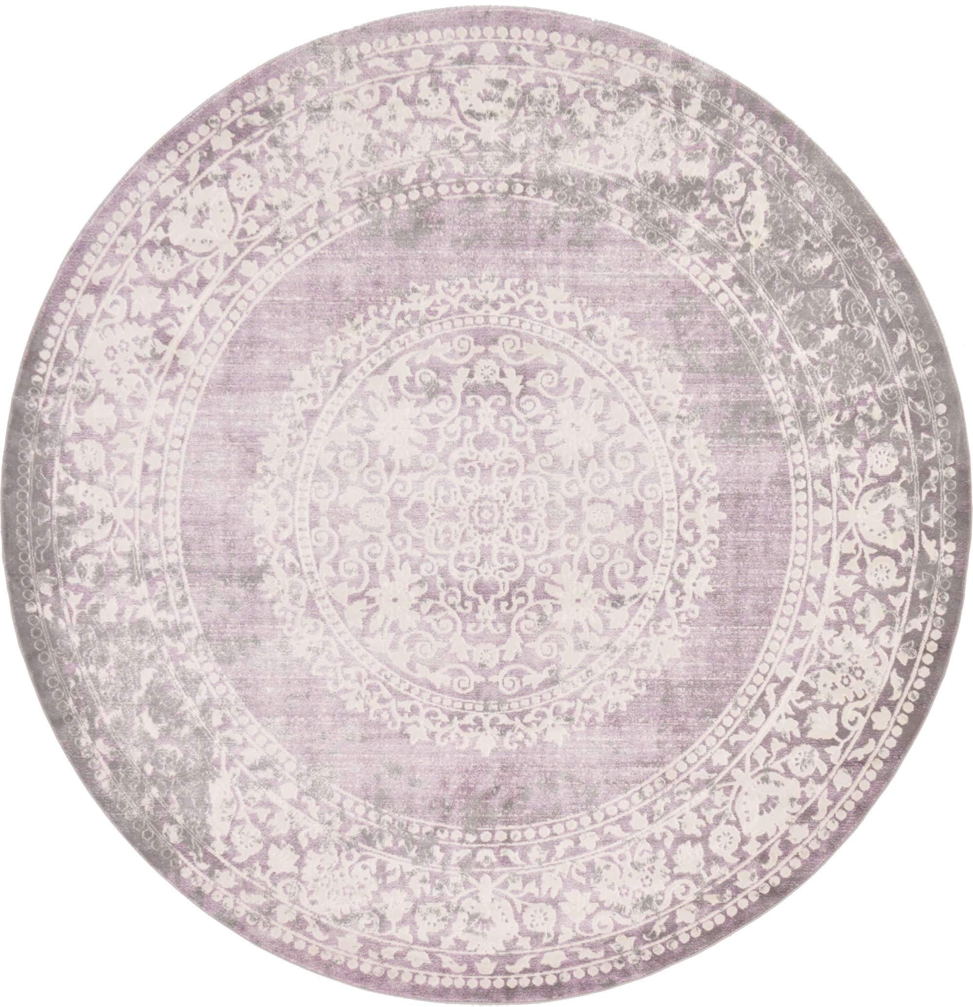 New Classical Collection Area Rug - Olwen (8'Round, Purple/ Gray)