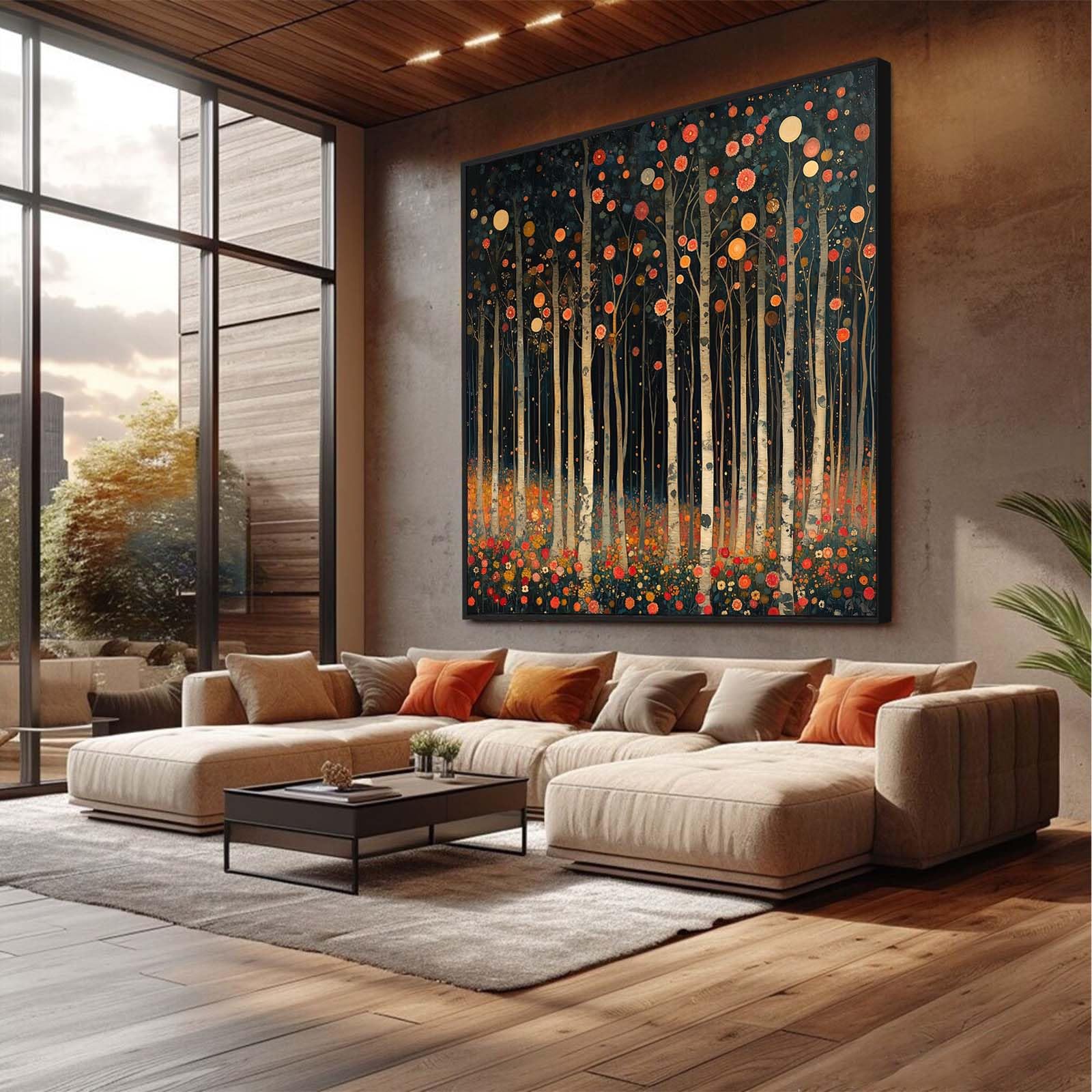 Vintage Forest Canvas Wall Art, Tree Painting, Autumn Pictures Wall Decor