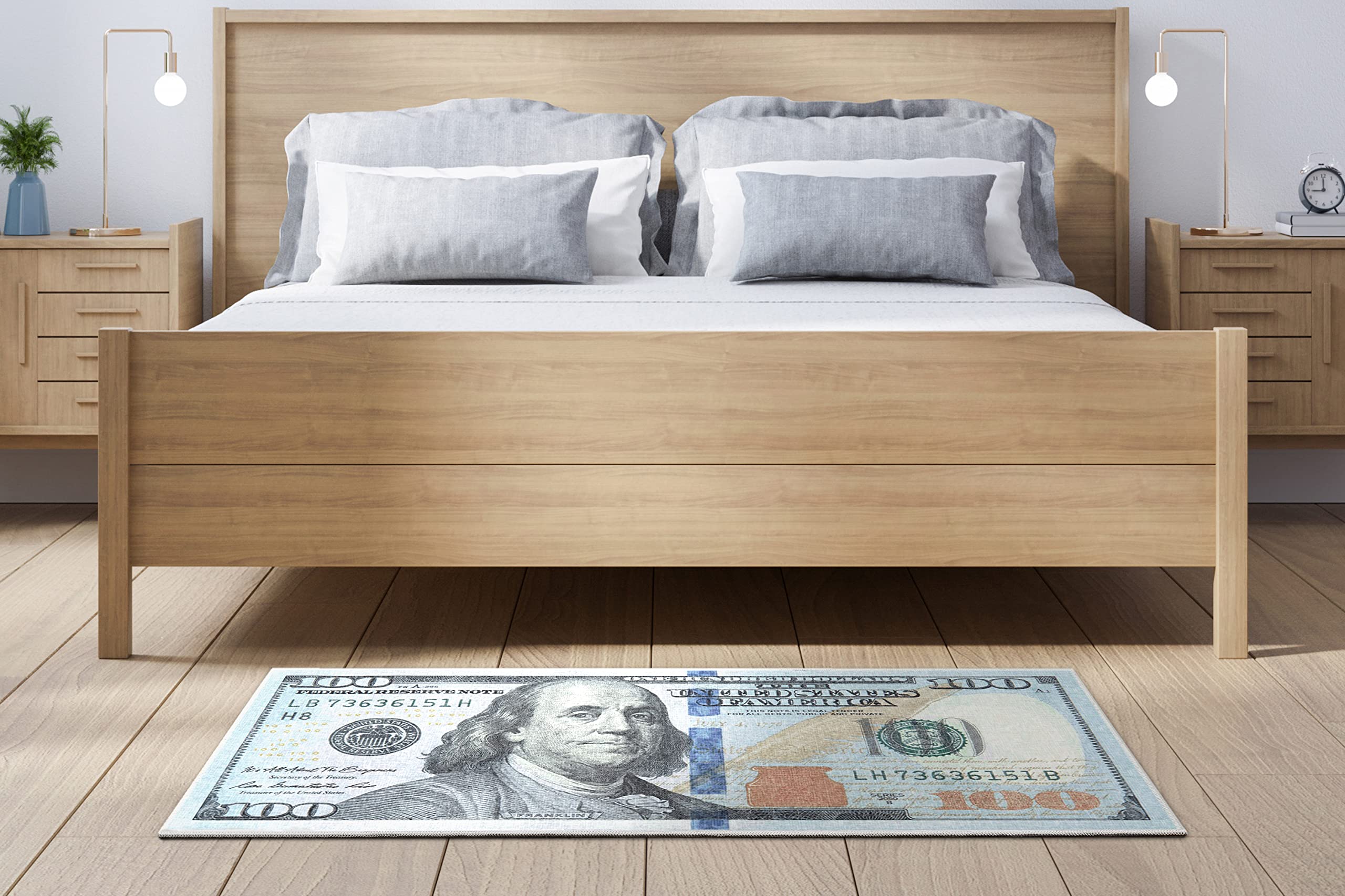 Money Collection New Hundred Dollar Bill 2' x 5' Runner Rug Area Rug