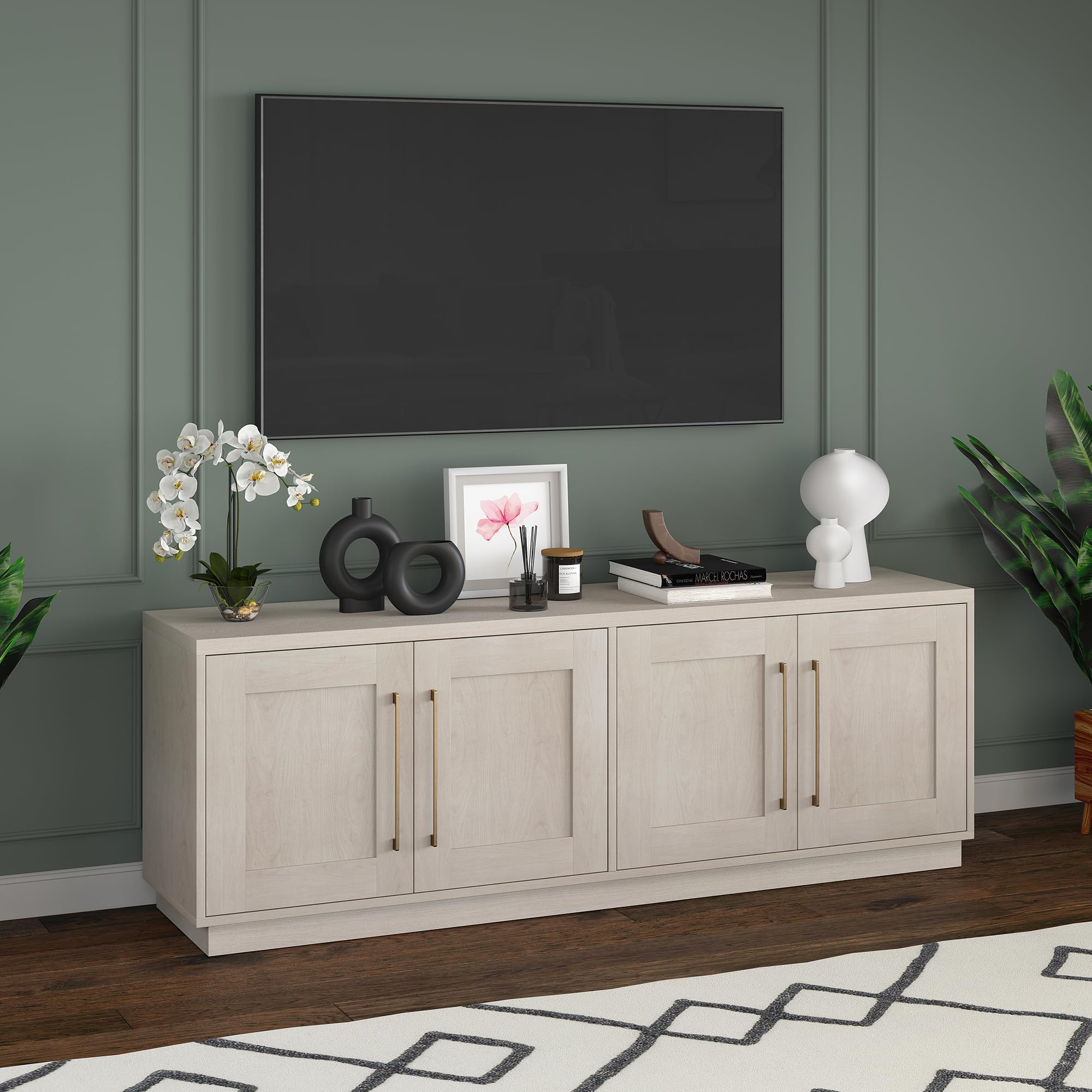 TV Stand, 68" Wide, White