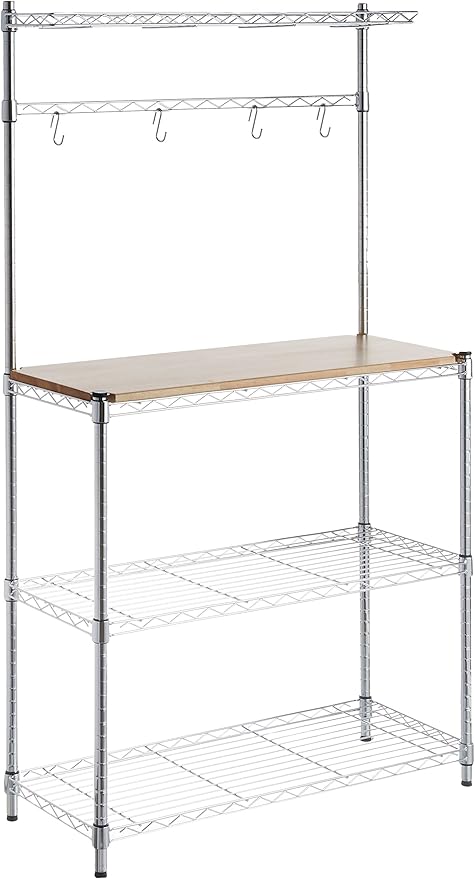 3 Tier Kitchen Bakers Rack with Storage, Removeable Top