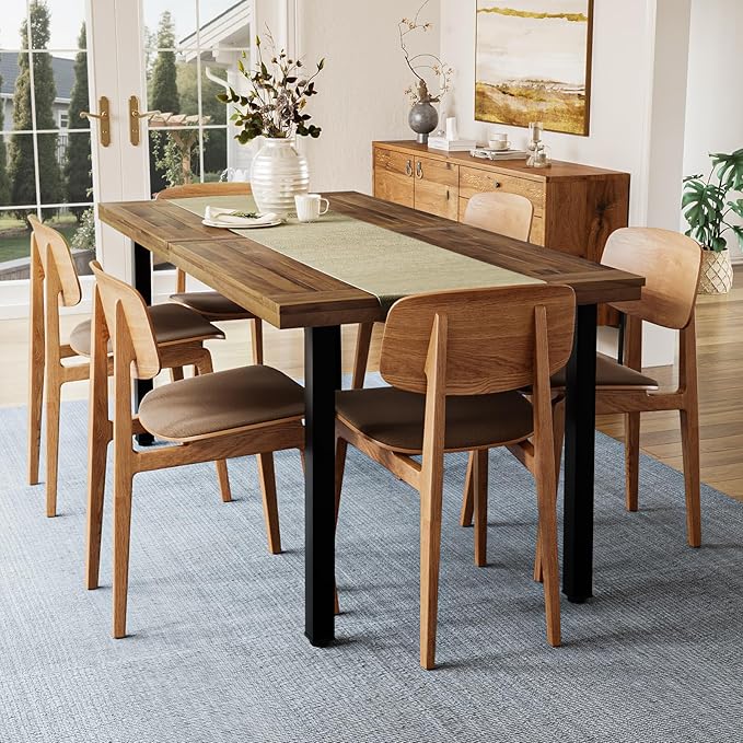 Dining Table for 4 to 6 People, 68.9" inch Rectangular Wood Kitchen Table