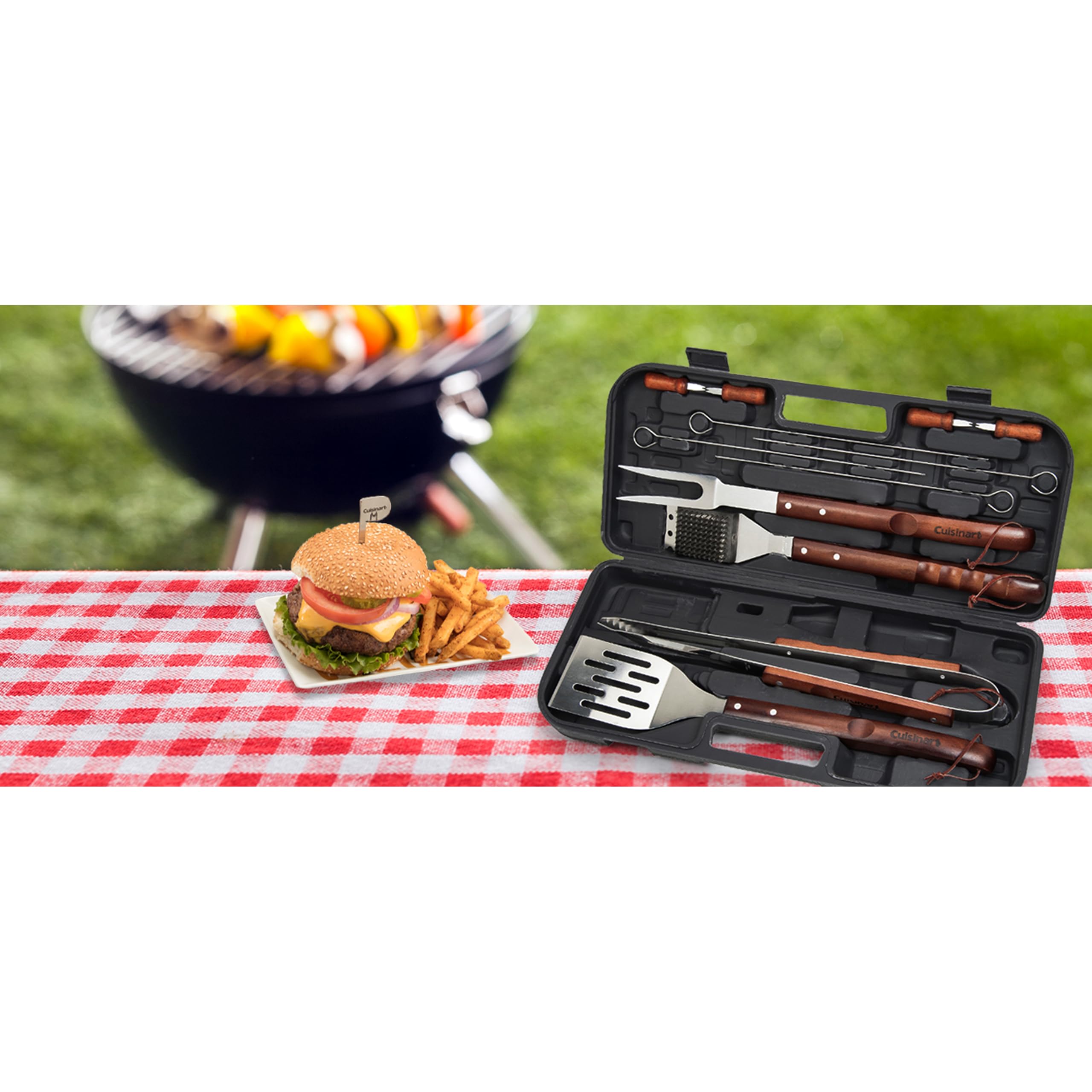 13-Piece Wooden Grill Tool Set, BBQ Accessories and Grill Tools
